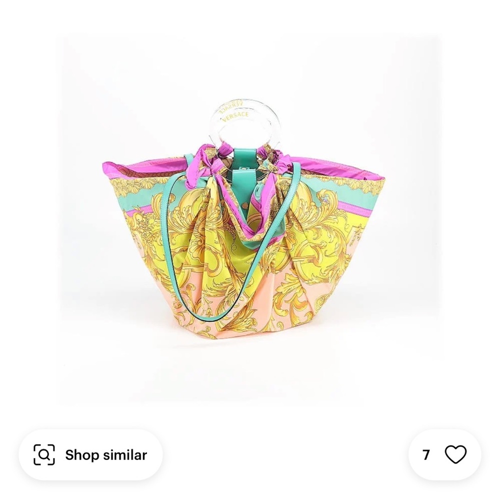 Versace Pink and Green Tote Bag - Picture 2 of 11